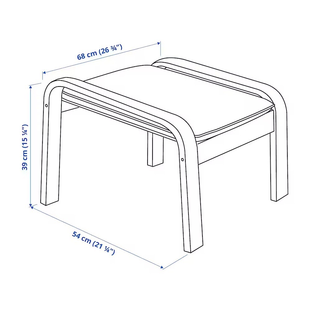 Birch Veneer/hillared Multicolor, Footstool